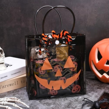 Whaline 12Pcs Clear Halloween Gift Bags with Handles
