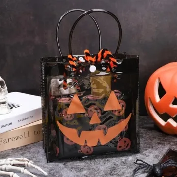 Whaline 12Pcs Clear Halloween Gift Bags with Handles
