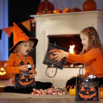 Whaline 12Pcs Clear Halloween Gift Bags with Handles