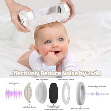 YomauiYee Baby Headphones-Infant Ear Protection for Babies 0-36 Months, 25dB NRR Baby Noise Cancelling Headphones with Little Bear Design,Baby Airplane Essentials for Travel/Improves Sleep/Outdoor