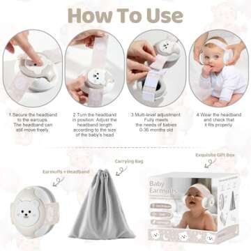 YomauiYee Baby Headphones-Infant Ear Protection for Babies 0-36 Months, 25dB NRR Baby Noise Cancelling Headphones with Little Bear Design,Baby Airplane Essentials for Travel/Improves Sleep/Outdoor