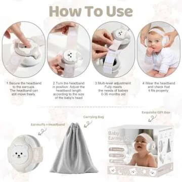 YomauiYee Baby Headphones-Infant Ear Protection for Babies 0-36 Months, 25dB NRR Baby Noise Cancelling Headphones with Little Bear Design,Baby Airplane Essentials for Travel/Improves Sleep/Outdoor