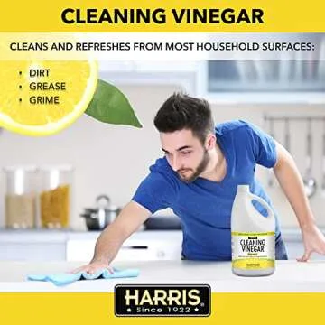 HARRIS Cleaning Vinegar All Purpose Household Multi-Surface Cleaner, 128oz (Lemon) with Easy Pour Fu...