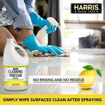 HARRIS Cleaning Vinegar All Purpose Household Multi-Surface Cleaner, 128oz (Lemon) with Easy Pour Funnel Included