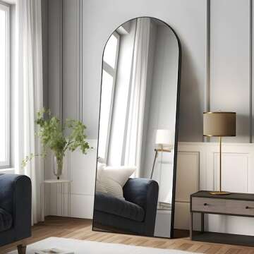 NeuType Arched Full Length Mirror, 71"x27", Large Full Body Mirror with Wood Frame, Shatter Protecti...