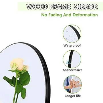 NeuType Arched Full Length Mirror, 71"x27", Large Full Body Mirror with Wood Frame, Shatter Protection, Wall-Mounted Mirrors for Living Room or Dressing Room-Black(Wood Arched