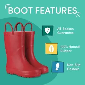 Lone Cone Rain Boots with Easy-On Handles in Matte Colors for Boys and Girls, Play-Proof Flexible Ru...