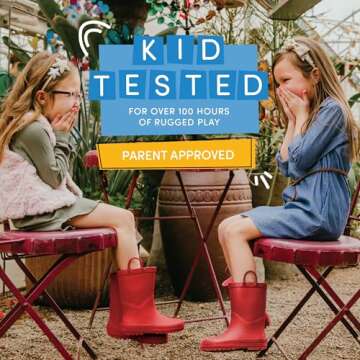 Lone Cone Rain Boots with Easy-On Handles in Matte Colors for Boys and Girls, Play-Proof Flexible Rubber, Durable Non-Slip Treads, Kid-Friendly for Hours of Joy - Cherry Red, 7 Toddler