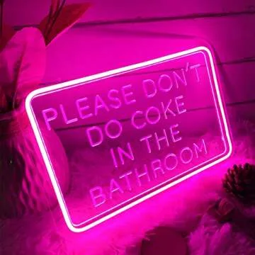Neon Sign Please Dont Do Coke in The Bathroom For Wall Decor 3D Art Carving Design Indoor Bedroom Led Neon Signs Backdrop Flex Christmas Party Wedding Living Room Birthday Gift(Pink,USB,30×20CM)
