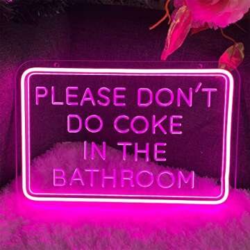 Neon Sign Please Dont Do Coke in The Bathroom For Wall Decor 3D Art Carving Design Indoor Bedroom Led Neon Signs Backdrop Flex Christmas Party Wedding Living Room Birthday Gift(Pink,USB,30×20CM)