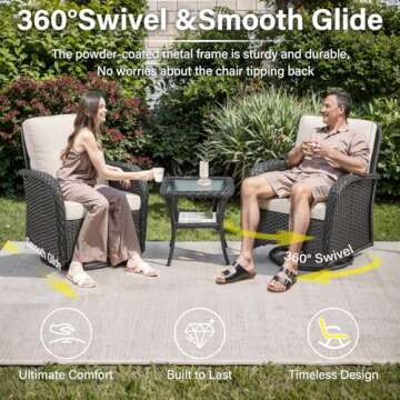 Belord Wicker Patio Conversation Set - 6 Pieces Outdoor Comfort