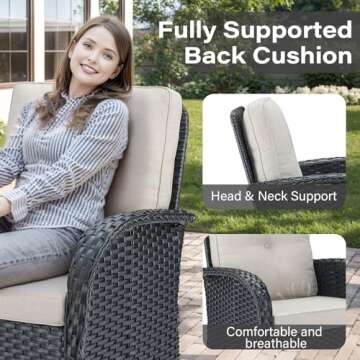 Belord Wicker Patio Conversation Set - 6 Pieces Outdoor Comfort