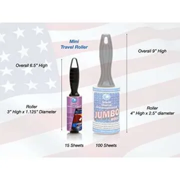 Mini Lint Rollers for Travel – Made in USA – 24 Rolls, 360 Sheets – Small Lint Removers for Pet Hair, Dust, and Debris – Extra Sticky, Easy Peel for Clothes, Furniture, and Car – Portable & Durable