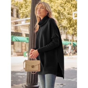 LILLUSORY Oversized Turtleneck Sweater for Women