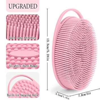 3 Pack Silicone Body Scrubber, Exfoliating Body Scrubber Soft Silicone Loofah Body Scrubber Fit for Sensitive and All Kinds of Skin Clean and Sanitary