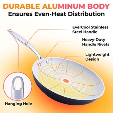 Mueller 10-Inch Non-Stick Fry Pan, No PFOA or APEO, Heavy Duty German Stone Coating Cookware, Aluminum Body, EverCool Stainless Steel Handle, Black