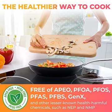 Mueller 10-Inch Non-Stick Fry Pan, No PFOA or APEO, Heavy Duty German Stone Coating Cookware, Aluminum Body, EverCool Stainless Steel Handle, Black