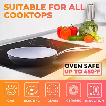 Mueller 10-Inch Non-Stick Fry Pan, No PFOA or APEO, Heavy Duty German Stone Coating Cookware, Aluminum Body, EverCool Stainless Steel Handle, Black