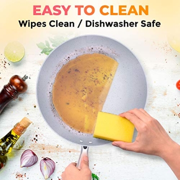 Mueller 10-Inch Non-Stick Fry Pan, No PFOA or APEO, Heavy Duty German Stone Coating Cookware, Aluminum Body, EverCool Stainless Steel Handle, Black