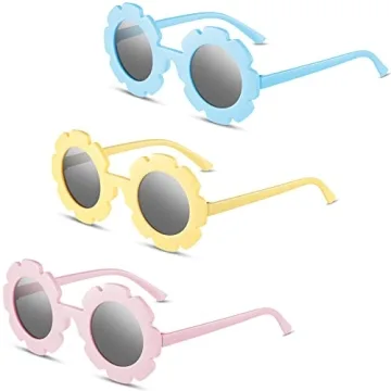 3 Pieces Kids Flower Sunglasses for Girls - Cute & Colorful Eyewear