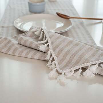 ColorBird Striped Tassel Table Runner for Elegant Dining