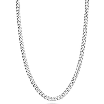 Miabella Italian Solid 925 Sterling Silver Diamond Cut Cuban Link Chain Necklace for All
