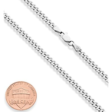 Elegant Miabella Silver Cuban Link Chain Necklace