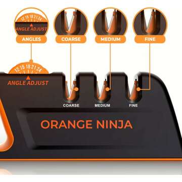 Orange Ninja Knife Sharpener with 5 Adjustable Angles