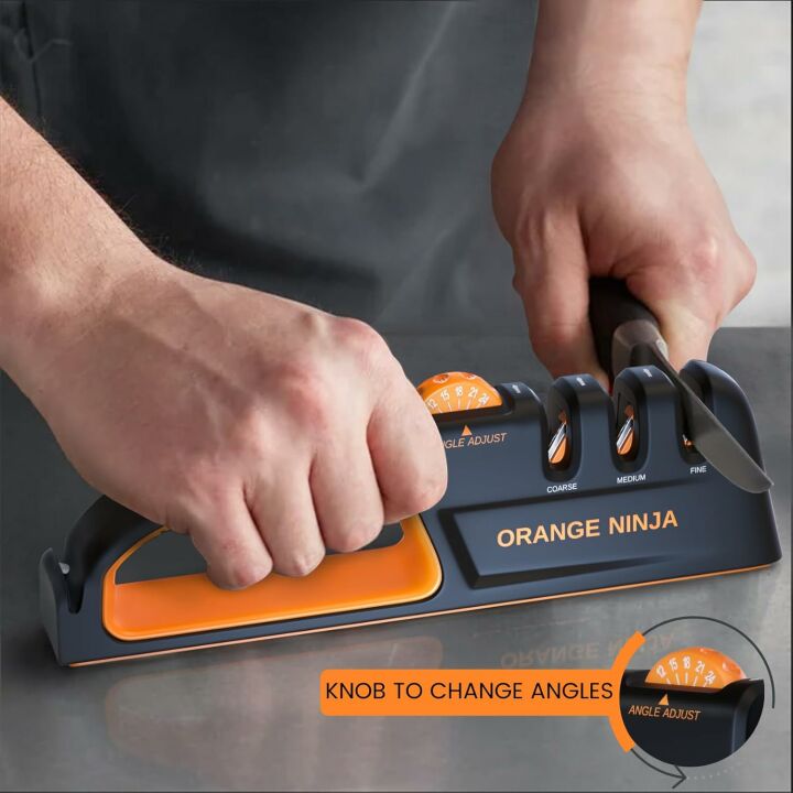 Orange Ninja Knife Sharpener with 5 Adjustable Angles