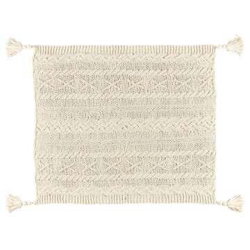 Amazon Brand – Stone & Beam Cozy Cable Knit Chunky Weave Throw Blanket, 60" x 50", Cream