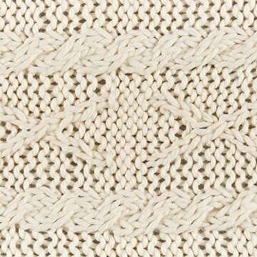 Amazon Brand – Stone & Beam Cozy Cable Knit Chunky Weave Throw Blanket, 60" x 50", Cream