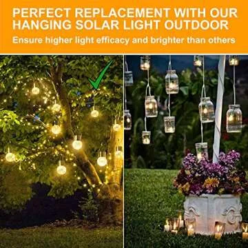 MAXvolador 12-Pack Hanging Solar Lights, Decorative Cracked Glass Ball Light, Solar Powered Waterproof Globe Lighting for Garden, Tree(Warm White)