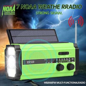AIVICA 5000mAh/18500mWh Emergency Hand Crank Radio with 2 Solar Panels,Portable AM FM NOAA Weather R...