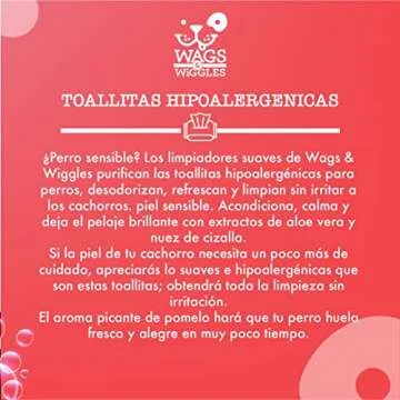 Wags & Wiggles Purify Hypoallergenic Wipes for Dogs Gently Clean & Condition Your Dog's Coat Without A Bath Zesty Grapefruit Scent Your Dog Will Love, (Pack of 1, 100 Count Total)