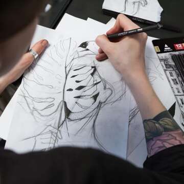 ARTEZA Black Inkonic Fineliners Pens, Set of 12, 0.4 mm Fine Tip Markers, Water-Based Art Pens for Drawing, Sketching, Journaling, Calligraphy