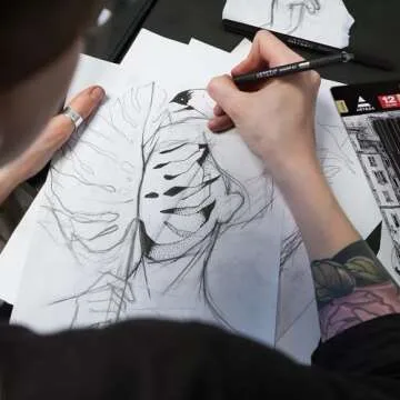 ARTEZA Black Inkonic Fineliners Pens, Set of 12, 0.4 mm Fine Tip Markers, Water-Based Art Pens for Drawing, Sketching, Journaling, Calligraphy