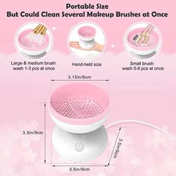 Electric Makeup Brush Cleaner, Luxiv Wash Makeup Brush Cleaner Machine Fit for All Size Automatic Spinner Dryer, Beauty Blender Washer (Pink)