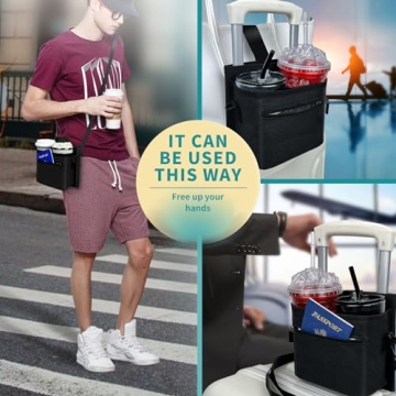 Tuegher Travel Luggage Cup Holder for Hands-Free Convenience