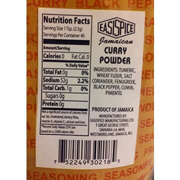 Karjos Easispice Jamaican Curry Powder - Authentic Caribbean Flavor in 250g