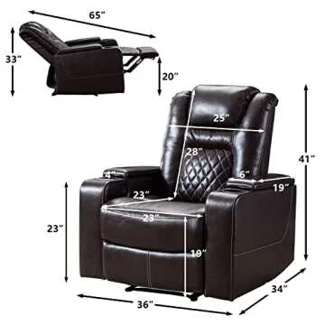 CANMOV Electric Power Recliner Chair with USB Ports and Cup Holders, Breathable Leather Home Theater...
