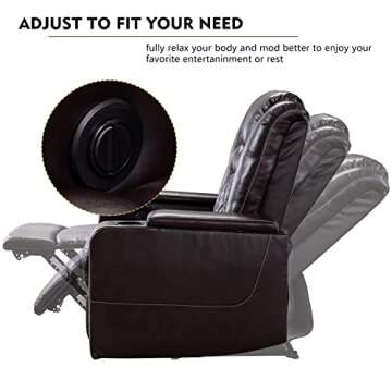 CANMOV Electric Power Recliner Chair with USB Ports and Cup Holders, Breathable Leather Home Theater Seating with Hidden Arm Storage (Brown)