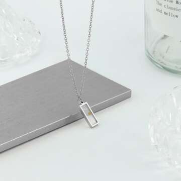 Haoze Miscarriage Gifts for Mothers Forget Me Not Seed Necklace Loss Grief Sympathy Gift Loss Memorial Gifts Jewelry (Miscarriage Necklace-Rectangle-Silver)