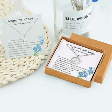 Haoze Miscarriage Gifts for Mothers Forget Me Not Seed Necklace Loss Grief Sympathy Gift Loss Memorial Gifts Jewelry (Miscarriage Necklace-Rectangle-Silver)