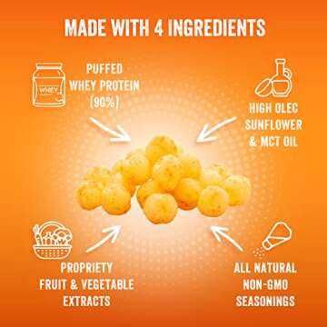 Better Than Good Savory Keto, Gluten-Free Baked Cheddar Protein Puffs (4-Pack) - Paleo, Low Sugar, L...