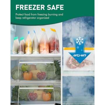 IDEATECH Freezer Bags - Reusable, Dishwasher Safe, Leakproof