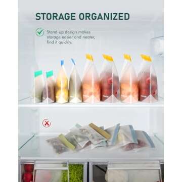 IDEATECH Freezer Bags - Reusable, Dishwasher Safe, Leakproof