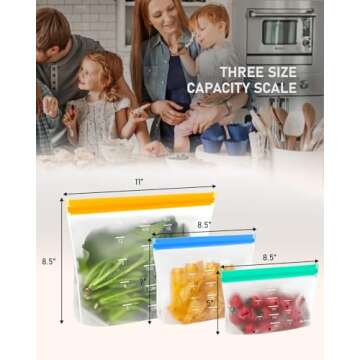 IDEATECH Freezer Bags - Reusable, Dishwasher Safe, Leakproof