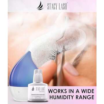 Sensitive Eyelash Extension Glue Stacy Lash 0.34fl.oz/10ml / 5-6 Sec Drying time/Retention – 4-5 Weeks/Black Adhesive/Professional Supplies