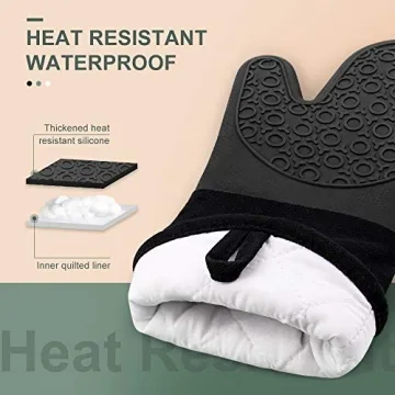 Sungwoo Extra Long Silicone Oven Mitts for Cooking and Grilling