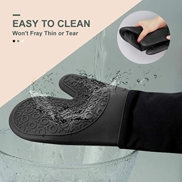 Sungwoo Extra Long Silicone Oven Mitts for Cooking and Grilling